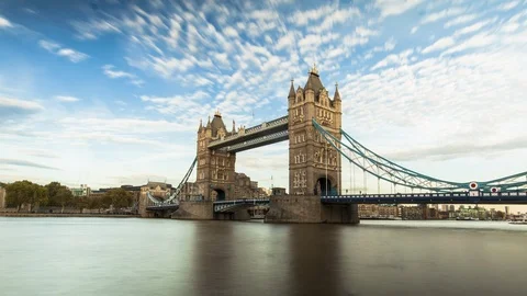 View of London tower bridge during the night Stock Footage 94506573