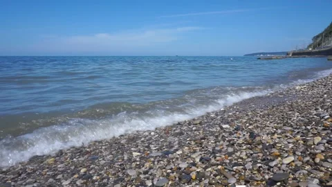 View Of Long And Clean  Beach On Sea Coast Stock Footage 155941333
