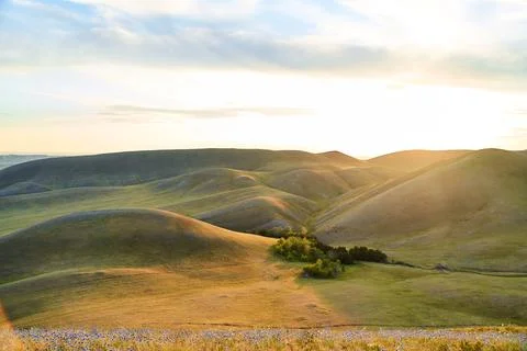 View of the Long Mountains Ridge. The beginning of the Ural mountains. Orenburg Stock Photos