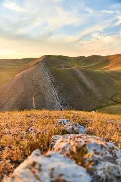 View of the Long Mountains Ridge. The beginning of the Ural mountains. Orenburg Stock Photos