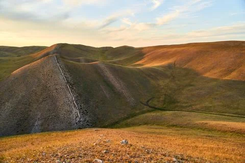 View of the Long Mountains Ridge. The beginning of the Ural mountains. Orenburg Stock Photos