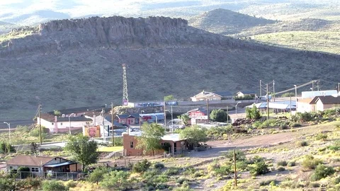 View looking down on a Beale Street business area in Kingman Arizona Stock Footage 80407186