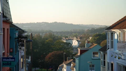 View looking down on Brighton city and viaduct 库存影片 199625765