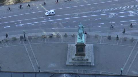 View Looking Down from Christiansborg Palace Towards Street Stock Footage 68622102