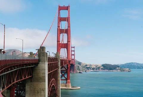 View Looking Down the Golden Gate Bridge Stock Photos