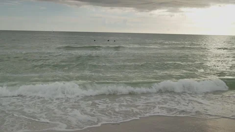 View looking at the Gulf of Mexico at Sunset Beach in Treasure Island Florida ov Stock Footage 283684710