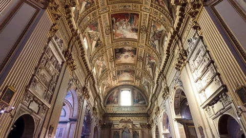 View Looking Up The Nave Towards The Dome In Sant Andrea Della Valle Rome Stock Footage 338010144