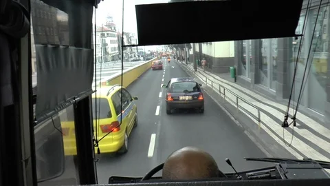 View Looking Out from a Bus on a Main Road in Funchal Stock-Footage 127327458