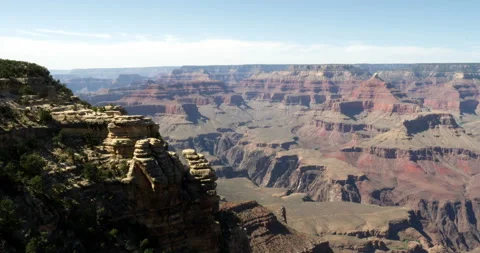 View looking out over the gorge of the Grand Canyon, Arizona, USA Stock Footage 153019511