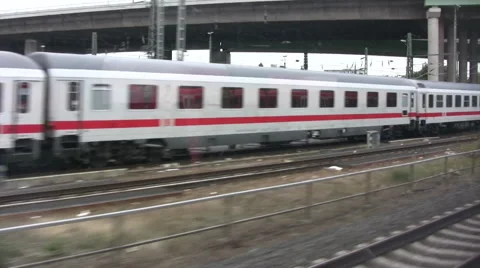 View looking out from a train window near Cologne in Germany Stock Footage 51858143