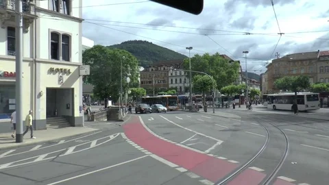 View Looking Out from a Tram on a Main Road in Heidelberg Video stock 82857172