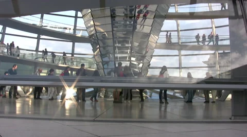 View looking into the Reichstag dome from ground level Stock Footage 44351003