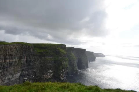 View Looking South over The Cliffs of Moher in County Clare, Ireland Stock Photos