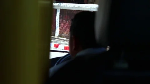 View of looking through the bus windows at the Chingmai city Stock Footage 117960420