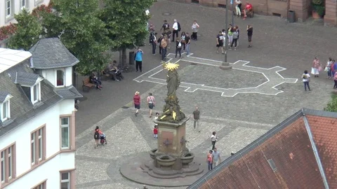 View Looking Towards Old Town from Heidelberg Castle Zoom out Stock Footage 82979251