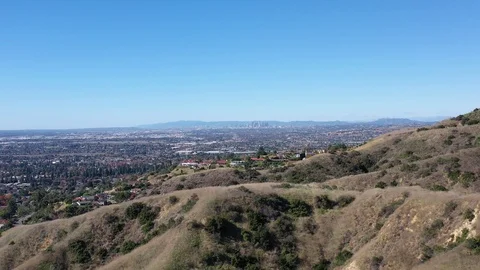 View of Los Angeles from hills above Whittier California Stock Footage