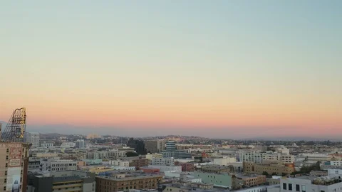 View of Los Angeles from rooftop. Video stock 128097219