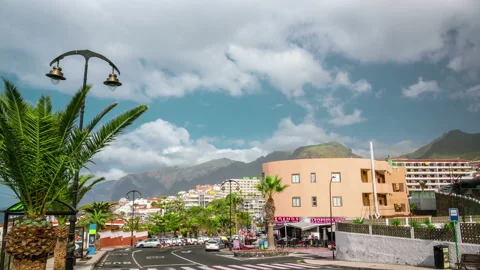 View of Los Gigantes with Cliffs of the Giants in the background Tenerife Stock Footage 150908993