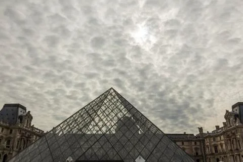 View of the Louvre Pyramid. Stock Photos