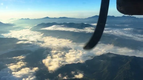 View from a low-flying airplane window Stock Footage 90813935