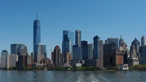 View of Lower Manhattan from the boat Stock Footage 107963928