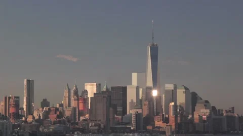 View of Lower Manhattan skyline Stock Footage 50981933