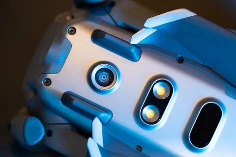 View of the lower part of the drone body, diode illumination,infrared obstacle Stock Photos