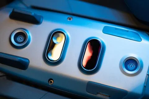 View of the lower part of the drone body, diode illumination,infrared obstacle Stock Photos