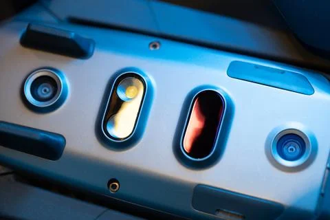 View of the lower part of the drone body, diode illumination,infrared obstacle Stock Photos