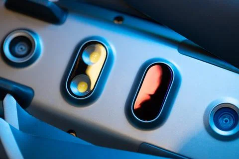 View of the lower part of the drone body, diode illumination,infrared obstacle Stock Photos