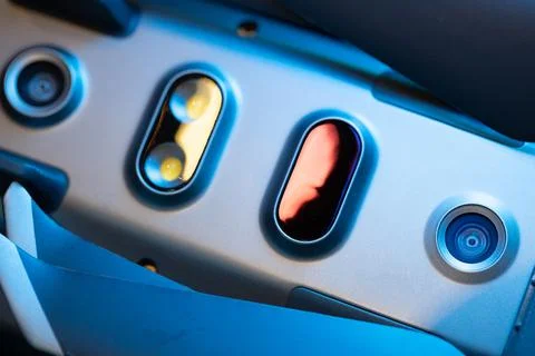View of the lower part of the drone body, diode illumination,infrared obstacle Stock Photos