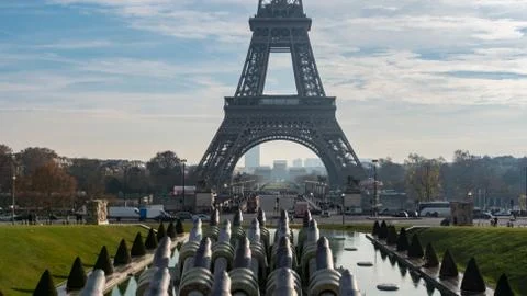 View of the lower part of the iconic Eiffel tower in Paris, France Fotos Stock