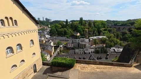 View of the lower town of Grund with the Neumünster Abbey Stock Footage 341786883