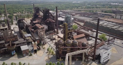 View of the lower Vitkovice district in Ostrava, Czech Republic. Stock-Footage 121400436
