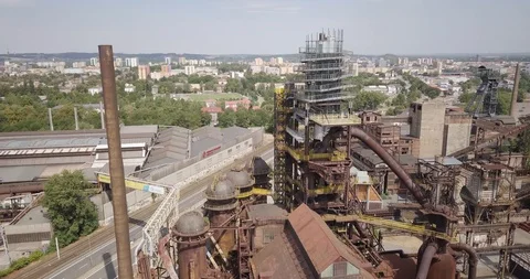 View of the lower Vitkovice district in Ostrava, Czech Republic. Vidéo 121400457