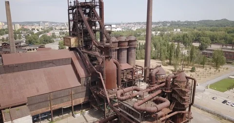 View of the lower Vitkovice district in Ostrava, Czech Republic. Stock Footage 121400480