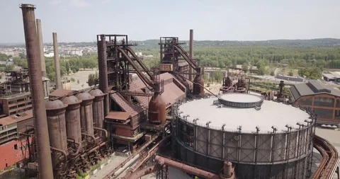 View of the lower Vitkovice district in Ostrava, Czech Republic. Stock Footage 121400487