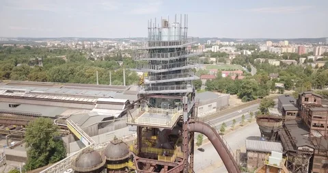 View of the lower Vitkovice district in Ostrava, Czech Republic. Vídeos de archivo 121400494