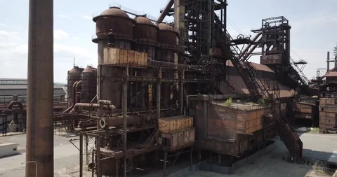 View of the lower Vitkovice district in Ostrava, Czech Republic. Vídeo Stock 121400514