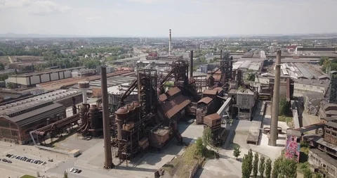 View of the lower Vitkovice district in Ostrava, Czech Republic. Vídeo Stock 121400516