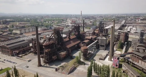 View of the lower Vitkovice district in Ostrava, Czech Republic. Stock Footage 121400531