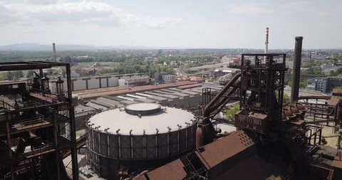 View of the lower Vitkovice district in Ostrava, Czech Republic. 스톡 동영상 121400549