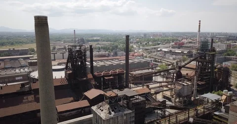 View of the lower Vitkovice district in Ostrava, Czech Republic. Stock Footage 121400574
