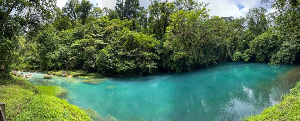 A view of the luminous blue Rio Celeste in Costa Rica Stock Photos