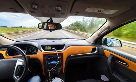 View from luxury car inside Stock Photos