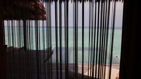 View from luxury villa on Infinity Pool and ocean in the Maldives Stock Footage 244150318