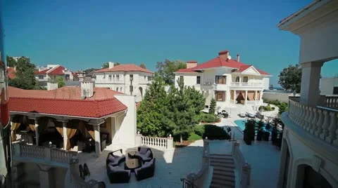 View of the luxury villas in the resort area Stock Footage