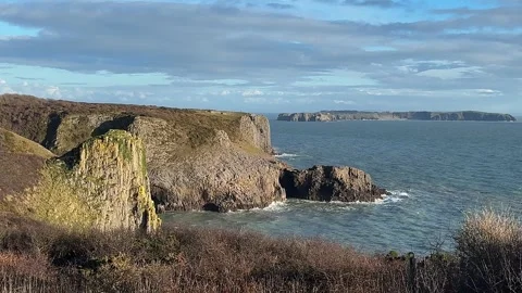 View of Lydstep Headland Video stock 327331248