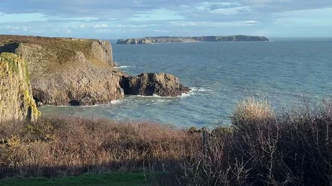 View of Lydstep Headland Stock Footage 327331265