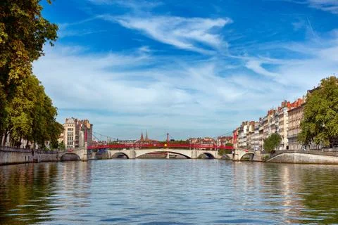 View of lyon with saone river Foto stock